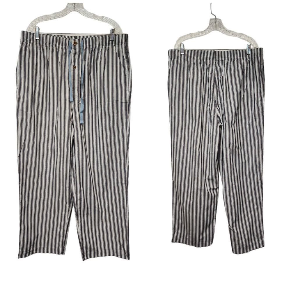 CREMIEUX LOUNGWEAR PLAID GRAY/BLUE ELASTIC DRAWSTRING PAJAMA PANTS SIZE XL